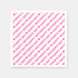 Fröhlicher Muttertag Rosa auf Weißbuch Napkin Serviette