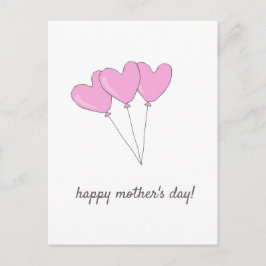 Fröhlicher Muttertag Rosa Herz gestreifte Balloons Postkarte