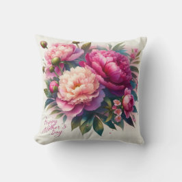 Fröhlicher Muttertag Rosa Peony Throw Kissen