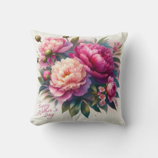 Fröhlicher Muttertag Rosa Peony Throw Kissen