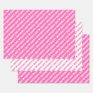 Fröhlicher Muttertag Rosa und Weiß Geschenkpapier Set