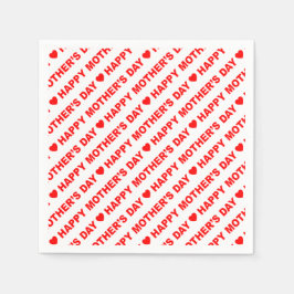 Fröhlicher Muttertag Rot auf Weißbuch Napkin Serviette