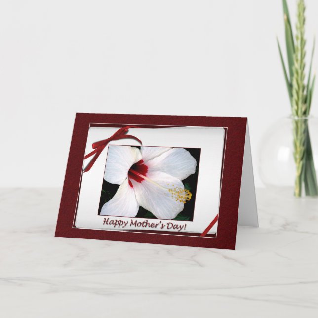 Fröhlicher Muttertag Weißer Hibiskus Karte (Vorderseite)