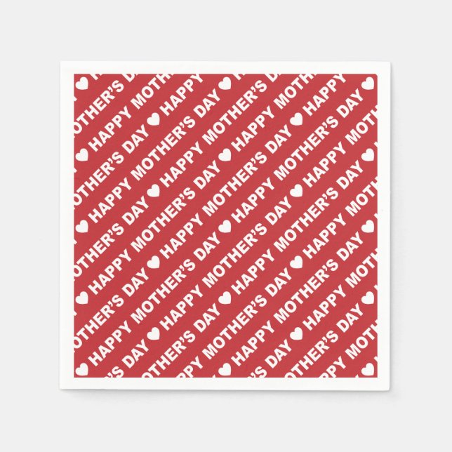 Fröhlicher Muttertag Weißes über dunkles Rotes Pap Serviette (Vorderseite)