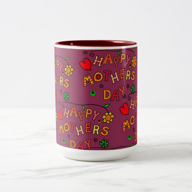 Fröhlicher Muttertag Zweifarbige Tasse (Mittel)
