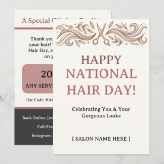 Fröhlicher Nationaler Haartag-Salon-Promo-Code Fla Einladung