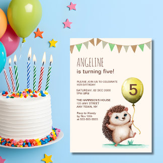 Fröhlicher Niedlicher Igel Ballon Geburtstag Einladung