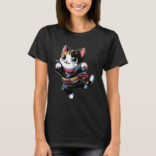 Fröhlicher Ninja-Kätzchenliebhaber japanische Kuns T-Shirt
