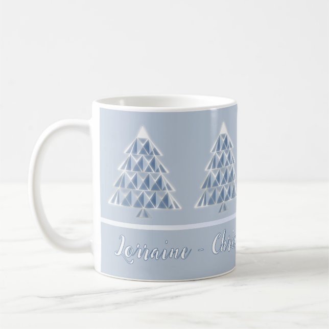Fröhlicher Noel Powder Blue Weihnachtskaffeebecher Kaffeetasse (Links)