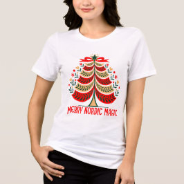 Fröhlicher Nordischer Magischer Volks Kunst Weihna Tri-Blend Shirt