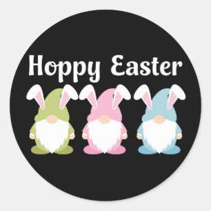 Fröhlicher Oster-Hase-Lustige-Hasenohren-Gnom Runder Aufkleber