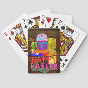 Fröhlicher Ostereier-Mittelschmuck für den Frühlin Spielkarten
