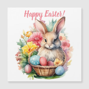 Fröhlicher Osterhase Aquarellmalerei Magnetkarte