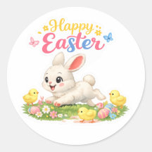 Fröhlicher Osterhase Aufkleber – Süßes Frühlingsde