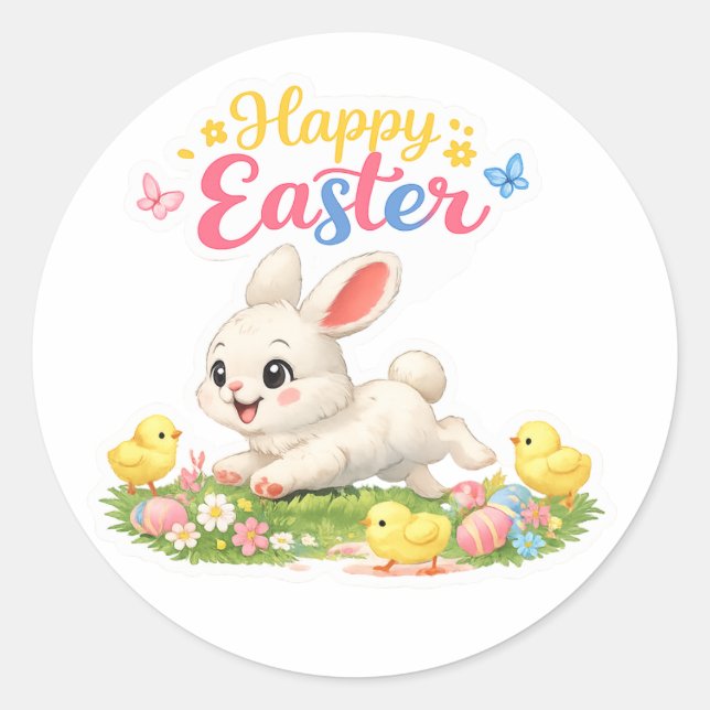 Fröhlicher Osterhase Aufkleber – Süßes Frühlingsde (Vorderseite)