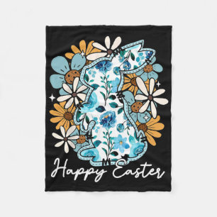 Fröhlicher Osterhase Blau Floral Gelb Design Für M Fleecedecke