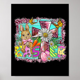 Fröhlicher Osterhase Christlicher Leopard floral J Poster