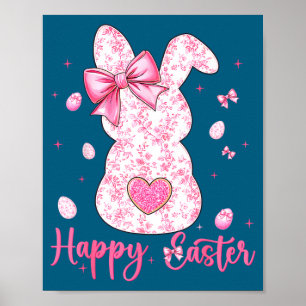 Fröhlicher Osterhase Coquette Hase floral Frauen Poster