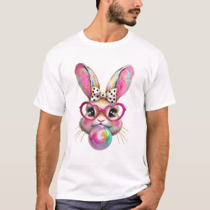 Fröhlicher Osterhase Coquette Schleife Pinselstric T-Shirt