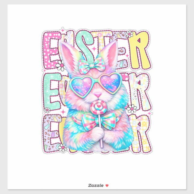 Fröhlicher Osterhase Coquette Schleife Preppy Oste Aufkleber (Blatt)