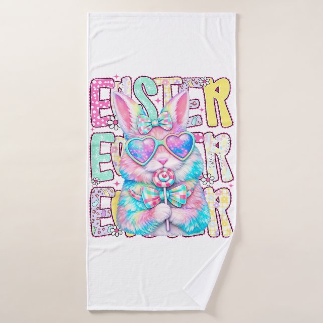 Fröhlicher Osterhase Coquette Schleife Preppy Oste Badehandtuch (Badehandtuch)