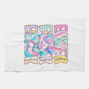 Fröhlicher Osterhase Coquette Schleife Preppy Oste Geschirrtuch