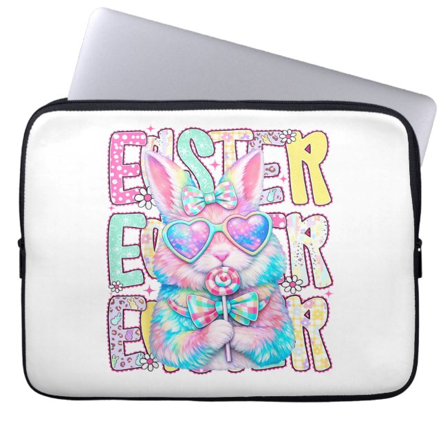 Fröhlicher Osterhase Coquette Schleife Preppy Oste Laptopschutzhülle (Vorderseite)