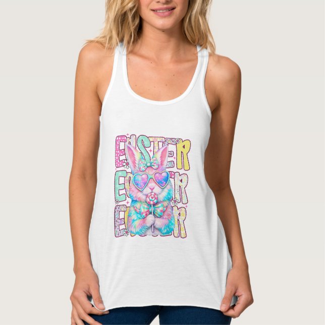 Fröhlicher Osterhase Coquette Schleife Preppy Oste Tank Top (Vorderseite)
