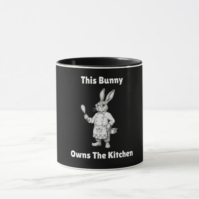 Fröhlicher Osterhase Dieser Hase besitzt die Küche Tasse (Zentrum)
