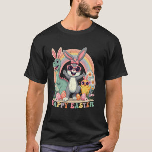 Fröhlicher Osterhase Dinosaurier Ostereier T-Shirt