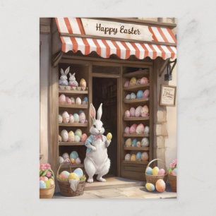Fröhlicher Osterhase Ei Markt Aquarell Feiertagspostkarte