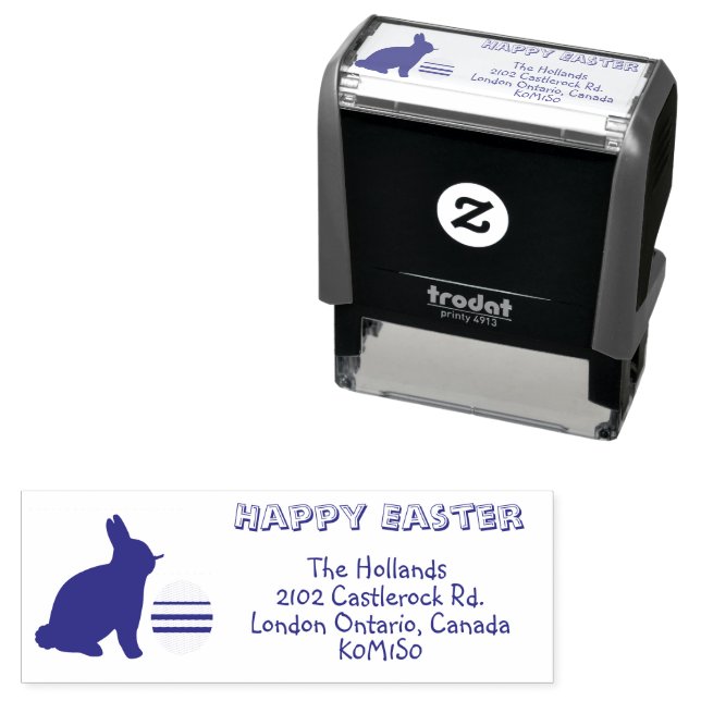 Fröhlicher Osterhase & Ei Rücksendeadresse Permastempel (Beispiel)
