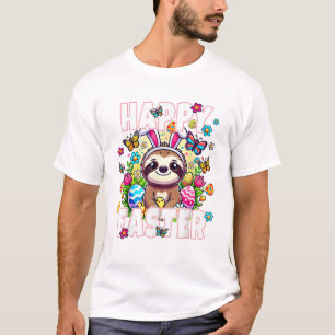 Fröhlicher Osterhase Faultier Osterhase Kinder Erw T-Shirt