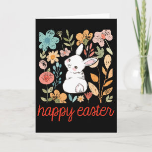 Fröhlicher Osterhase Floral Blumen Vintage Kaninch Karte