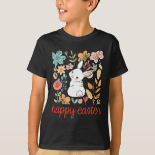 Fröhlicher Osterhase Floral Blumen Vintage Kaninch T-Shirt