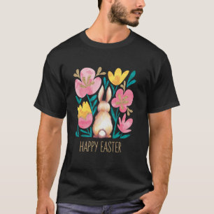 Fröhlicher Osterhase Floral Frühling Kinder Famili T-Shirt