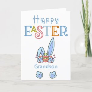 Fröhlicher Osterhase Hasenohren und Eier Jungen Sü Feiertagskarte