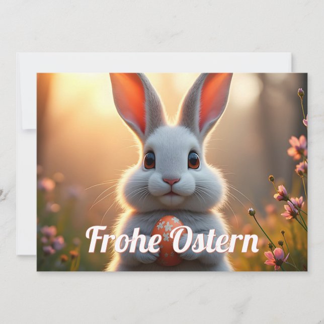 Fröhlicher Osterhase im Zauber des Frühlings (Vorderseite)