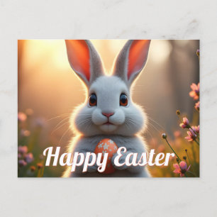 Fröhlicher Osterhase im Zauber des Frühlings Feiertagspostkarte