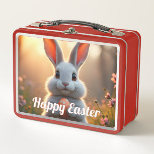 Fröhlicher Osterhase im Zauber des Frühlings Metall Brotdose