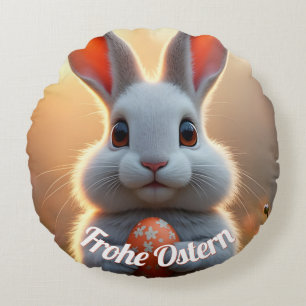 Fröhlicher Osterhase im Zauber des Frühlings remai Rundes Kissen