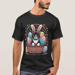Fröhlicher Osterhase Katzen Süße Kätzchen Ei Korb T-Shirt
