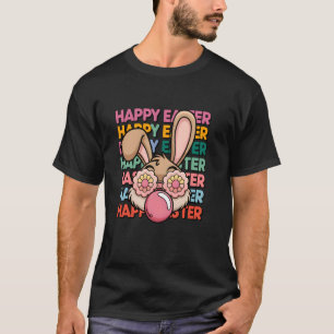 Fröhlicher Osterhase Kaugummi Blumen Augen T-Shirt