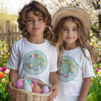 Fröhlicher Osterhase Küken Eier Grün Gingham