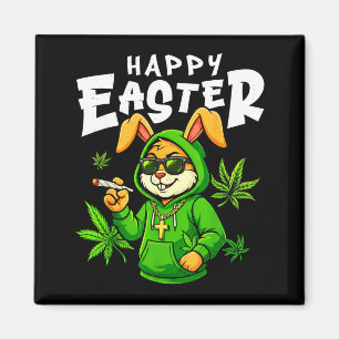 Fröhlicher Osterhase lustiger rauchender Hase für Magnet