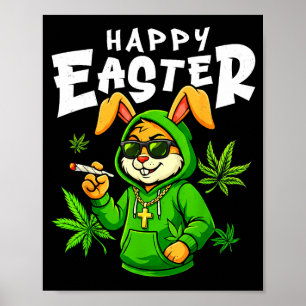 Fröhlicher Osterhase lustiger rauchender Hase für  Poster