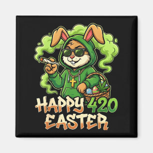 Fröhlicher Osterhase Lustiger Weed-Hase Kiffer Magnet