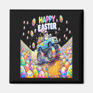 Fröhlicher Osterhase Monstertruck Eier Jungen Männ Magnet
