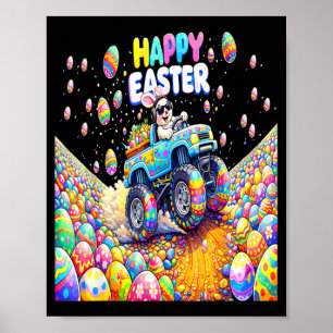 Fröhlicher Osterhase Monstertruck Eier Jungen Männ Poster