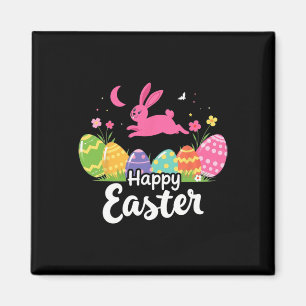 Fröhlicher Osterhase Oster-Outfit Ei Nest Blume R Magnet